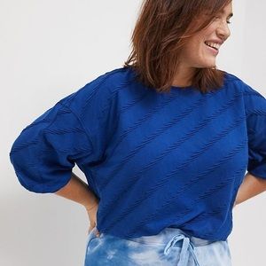 Anthropologie Puff-Sleeved Pullover | Size 2X | Royal Blue